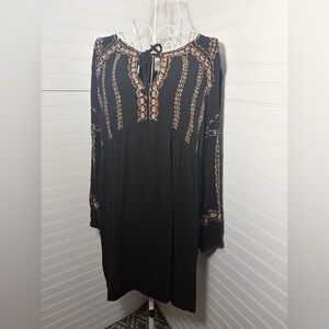 Knox Rose Black Dress with Colorful Embroidery